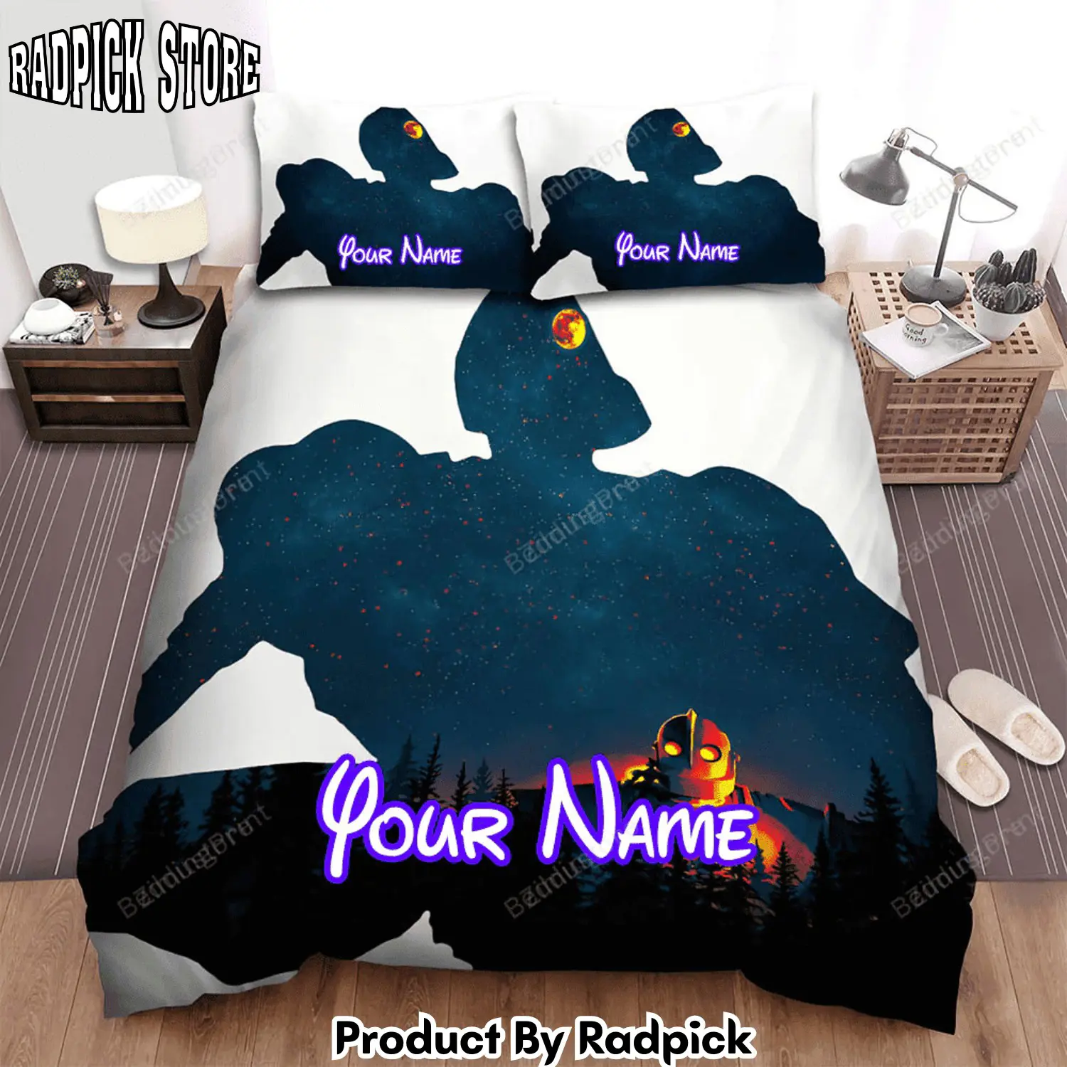 Radpick the iron giant night sky movie poster bed sheets duvet cover personalized name bedding sets rp3271193